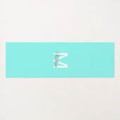 モダーシックなミニマリストモノグラムターコイズアクアブルー ヨガマット (裏面(横))