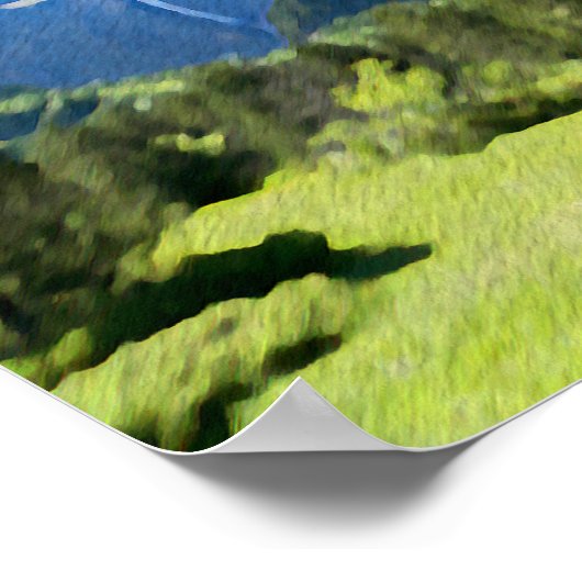 モダー絵画ウォーターカラー山の風景 ポスター (角)