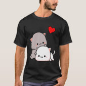 モチアピーチとゴマ猫好きよくはしゃぐ子猫ロ Tシャツ (正面)