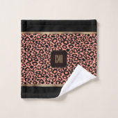 モチサンゴとブラックレオパード模様とモノグラム バスタオルセット (ウォッシュタオル)