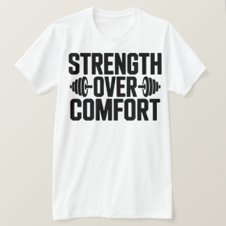 モチベーションが上がるジムの名言 快適さよりも強さ Tシャツ Tシャツ