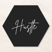 モチベーションが上がる紙コースター - Hustle 引用