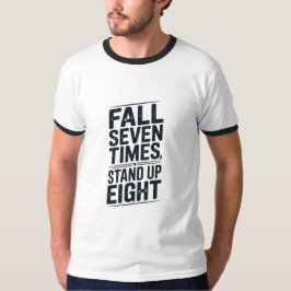 モチベーションが上がる落ちても立ち上がるブラックタイポグラフィー Tシャツ