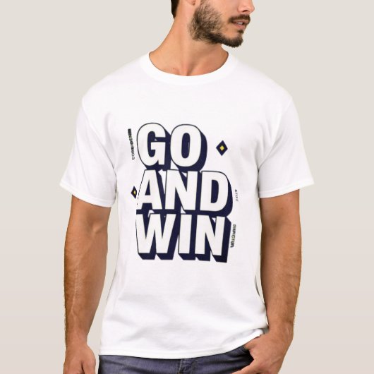 モチベーションが上がる「GO AND WIN」スポーツ風タイポグラフィ Tシャツ (正面)
