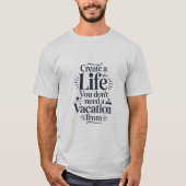 モチベーションに溢れる人生の名言 ダークブルータイポグラフィー Tシャツ (正面)