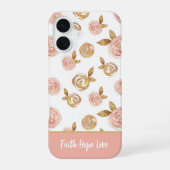 モチベーションの引用 ピンクの花柄フォンケース iPhone 16ケース (裏面)