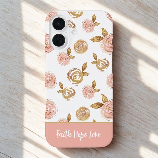 モチベーションの引用 ピンクの花柄フォンケース iPhone 16ケース