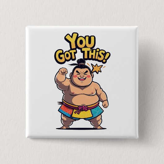 モチベーションの高い相撲得力士「You This!」 缶バッジ (正面)