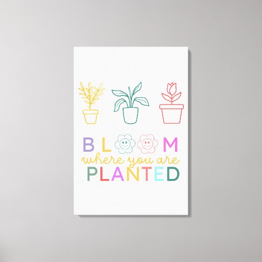 モチベーションを植えられた開花 キャンバスプリント (正面)