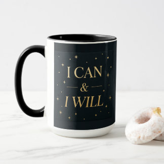 モチベーションを高めるゴールドの引用符が入ったマグカップ「I Can I Will」 マグカップ