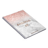 モチベーションを高めるローズゴールドグリッターカスタマイズ商品 ノートブック (右側)