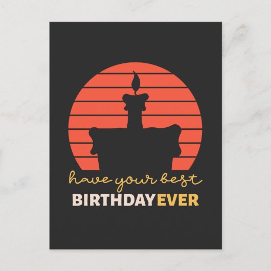 モチベーションを高める誕生日メッセージとケーキ ポストカード (正面)