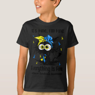 モチベーションアップ ダウン症啓発 猫 T21 Tシャツ