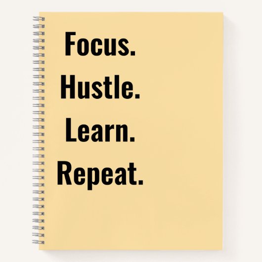 モチベーションアップ 学生向け Focus Hustle Learn Repeat ノートブック (正面)