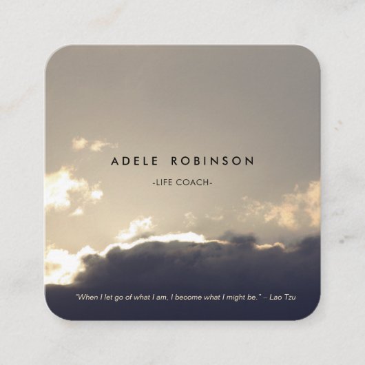 モチベーションスピーカーライフコーチサンセットシルバーライニング スクエア名刺 (正面)