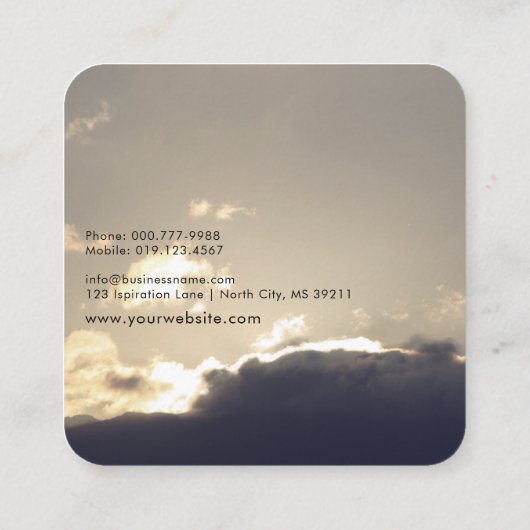 モチベーションスピーカーライフコーチサンセットシルバーライニング スクエア名刺 (裏面)