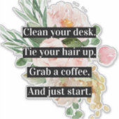 モチベーションモダン引用文とフラワーピンク シール (正面)