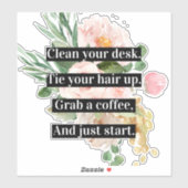 モチベーションモダン引用文とフラワーピンク シール (シート)