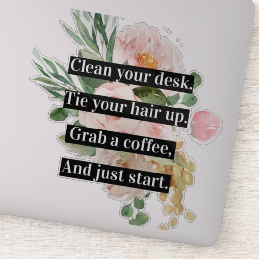 モチベーションモダン引用文とフラワーピンク シール (詳細)