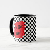 モチベーションレッドダウブとブラックドット マグカップ (正面左)