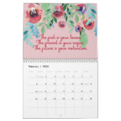 モチベーション付き水彩花模様引用文カレンダー カレンダー (2月 2026)
