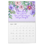 モチベーション付き水彩花模様引用文カレンダー カレンダー (3月 2027)
