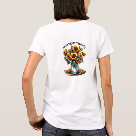 モチベーション引用文は幸せな思考フローラを育てる Tシャツ (裏面)