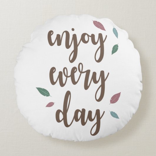 モチベーション引用文羽毛書道文字 ラウンドクッション (正面)