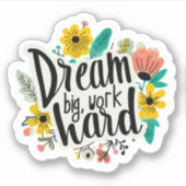 モチベーション感動的ドリームビッグワーク懸命 シール (正面)