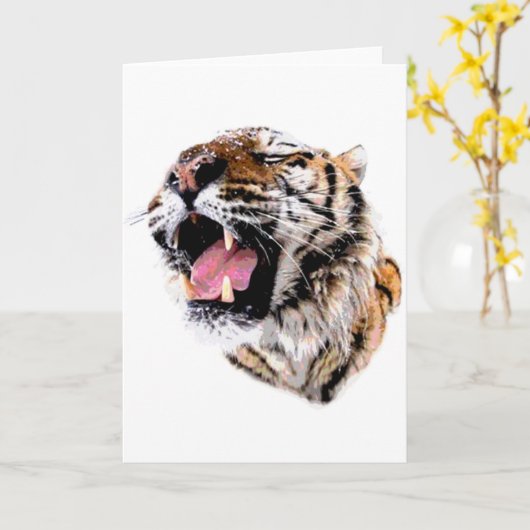 モチベーション虎の顔 カード (黄色い花)