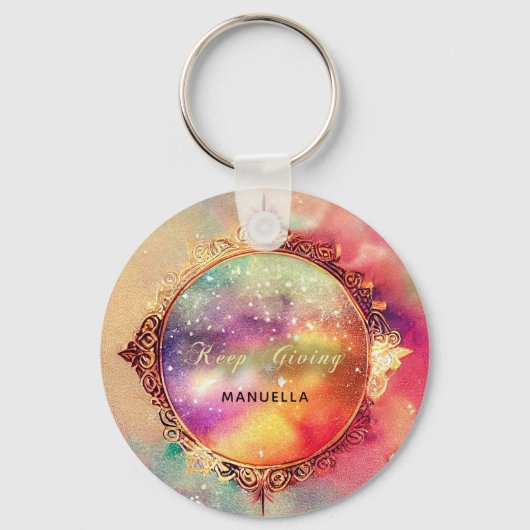 モチベーション クリスタル ボール ウォーターカラー ギャラクシー ブライダル キーホルダー (正面)
