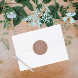 モチャスタイルの結婚式の日付を保存 ラウンドシール