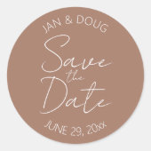 モチャスタイルの結婚式の日付を保存 ラウンドシール (正面)
