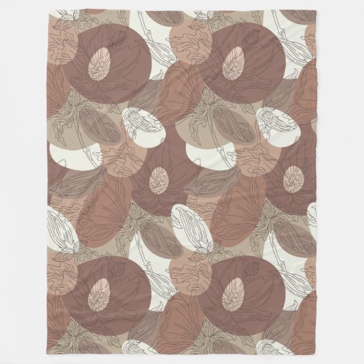 モチャハイビスカスボタニカル調和ラージ フリースブランケット (正面)