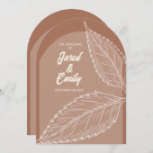 モチャブラウンアーチスタイル離れ結婚式招待状 招待状 (正面/裏面)