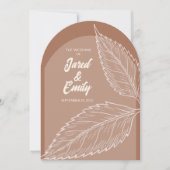 モチャブラウンアーチスタイル離れ結婚式招待状 招待状 (正面)