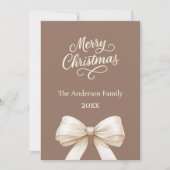 モチャブラウンクリームボウ写真年レビューのクリスマス シーズンカード (正面)