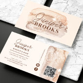 モチャブラウンソーシャルメディアQRコードグリッター 名刺