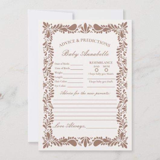 モチャブラウンタラベラタイルアドバイスベビーカード 招待状 (正面)