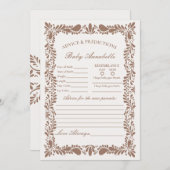 モチャブラウンタラベラタイルアドバイスベビーカード 招待状 (正面/裏面)