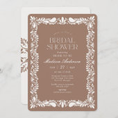 モチャブラウンタラベラタイルフィエスタブライダルシャワー 招待状 (正面/裏面)