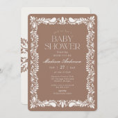 モチャブラウンタラベラタイルフィエスタベビーシャワー 招待状 (正面/裏面)