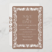 モチャブラウンタラベラタイルフェスタ日付を保存 招待状 (正面/裏面)