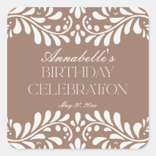 モチャブラウンタラベラフィスペインのエスタ誕生日フリット スクエアシール
