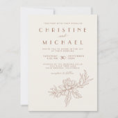 モチャブラウンフォーマルフローラすべて一アイボリー結婚の 招待状 (正面)