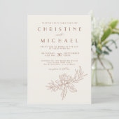 モチャブラウンフォーマルフローラすべて一アイボリー結婚の 招待状 (スタンド正面)