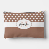 モチャブラウンホワイト水玉模様レトロパターンモノグラム アクセサリーポーチ (裏面)