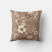 モチャブラウンムースホワイトフローラリネンルック クッション (裏面)