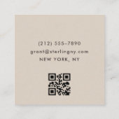 モチャブラウンモダンミニマルタイポグラフィQRコード スクエア名刺 (裏面)