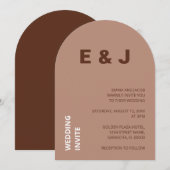 モチャブラウンモダン結婚式招待状 招待状 (正面/裏面)